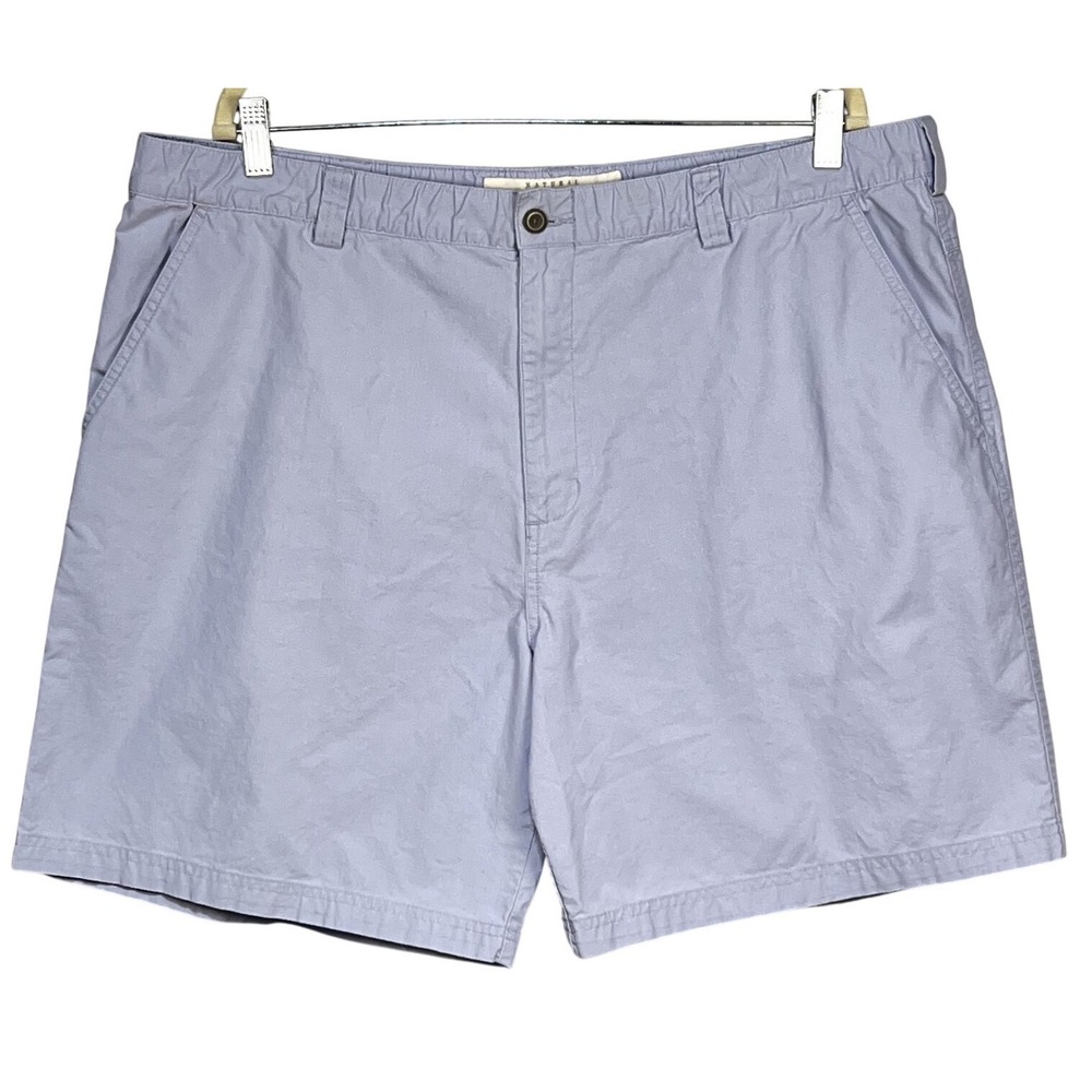 Natural Issue Light Blue 100% Cotton Chino Shorts Mens 40 Elastic Pockets Zipper